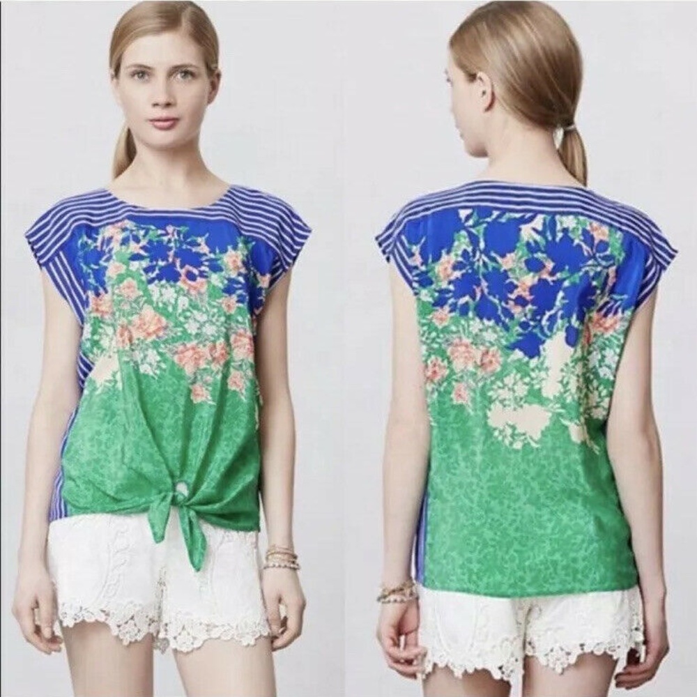 Anthropologie Moulinette Soeurs Floral Silk Blouse